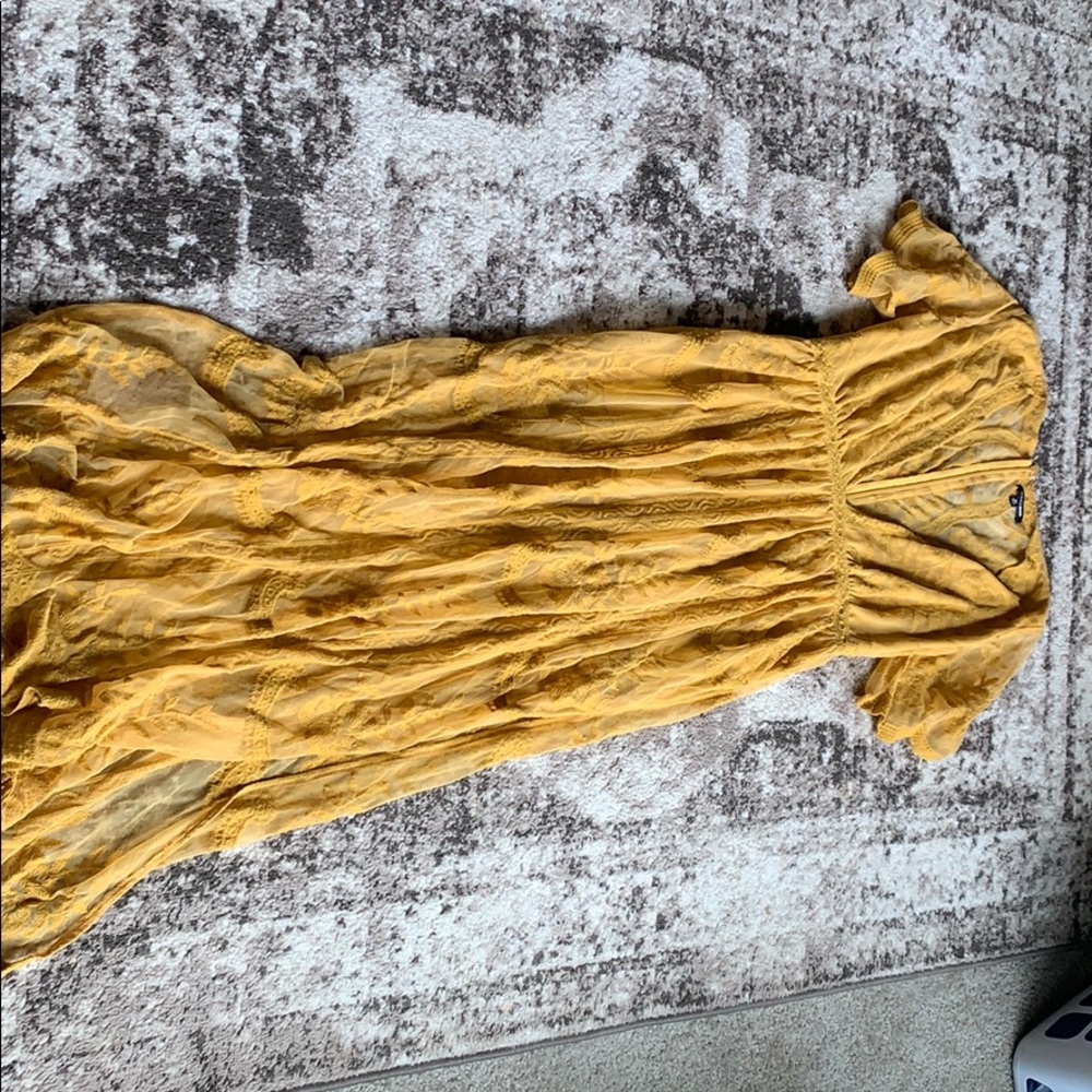 Fashion Nova Lace Romper Dress Mustard